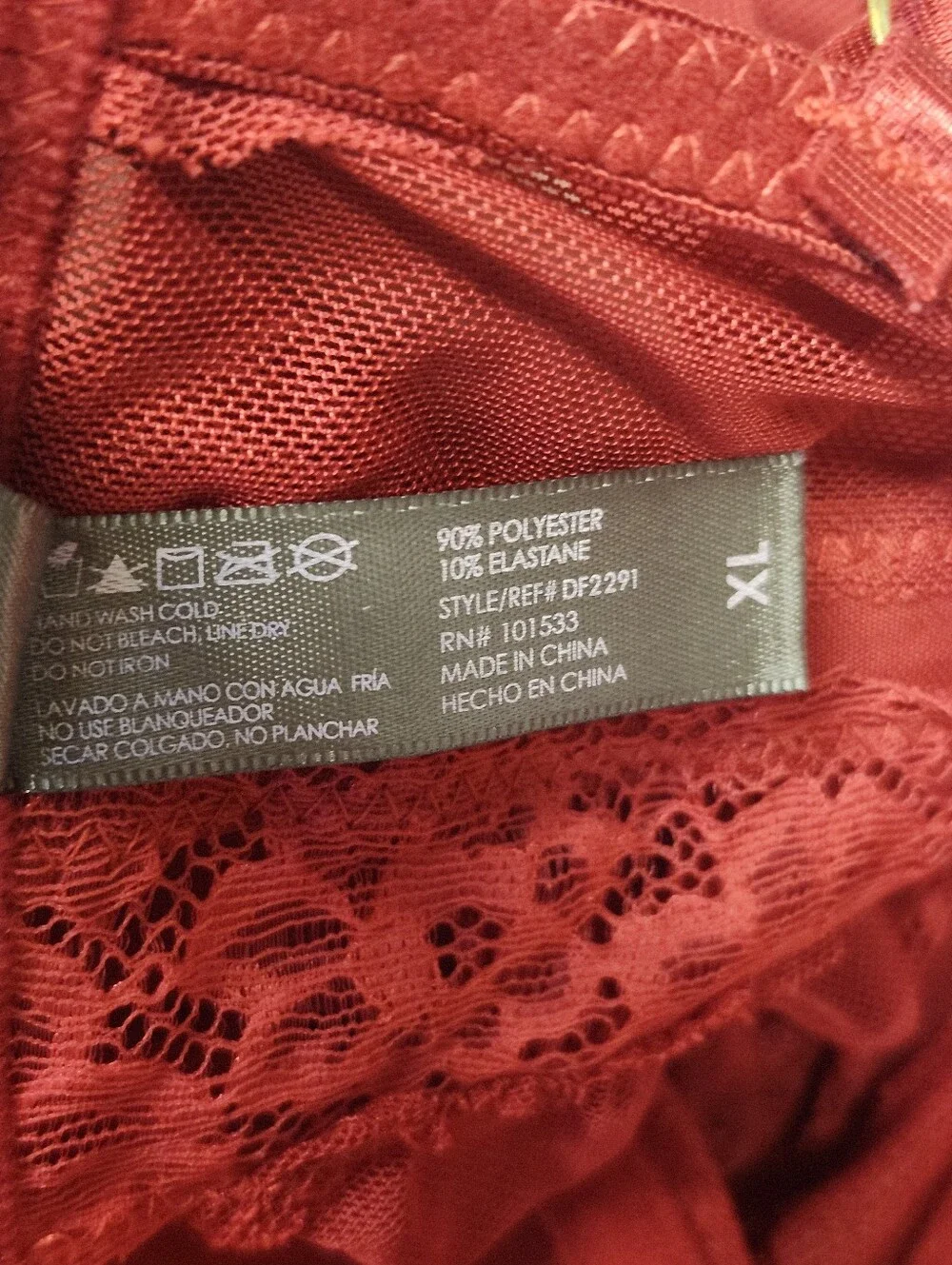 • Daisy Fuentes Women's Sheer Sexy Lace Mesh Chemise Teddy Size XL Red Flaws*